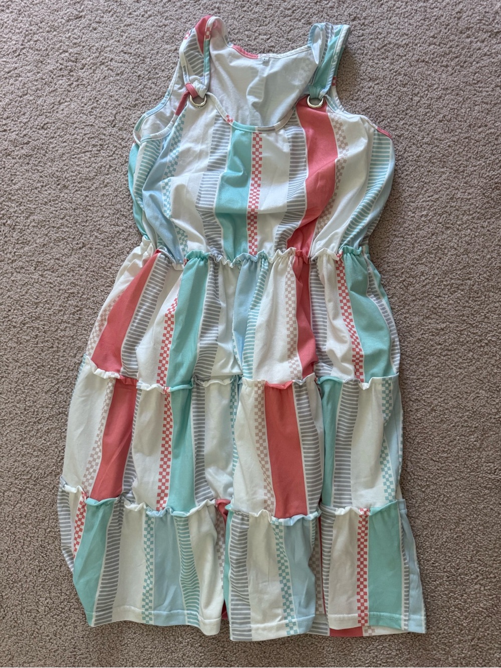 Women's Tiered Stripe Sundress - Coral & Mint